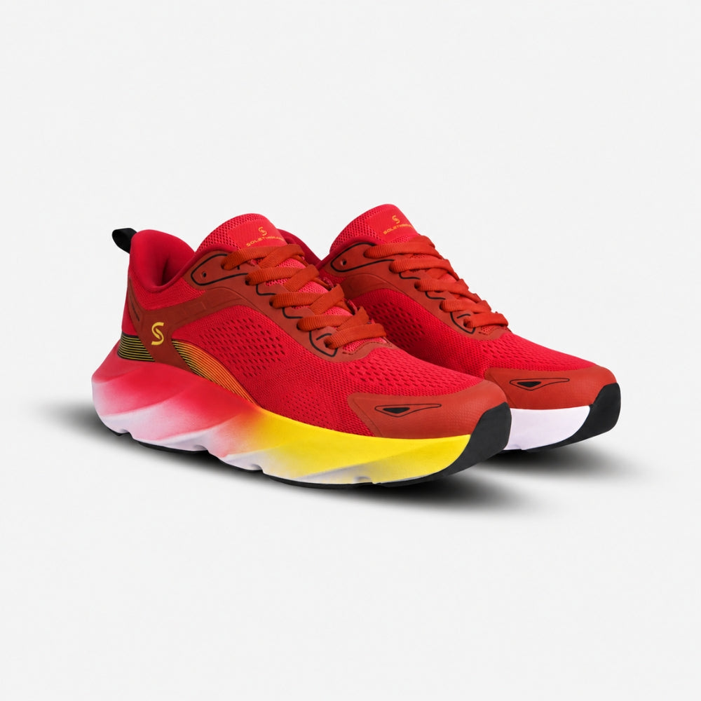 Red Chunky Running Sneakers | Solethreads